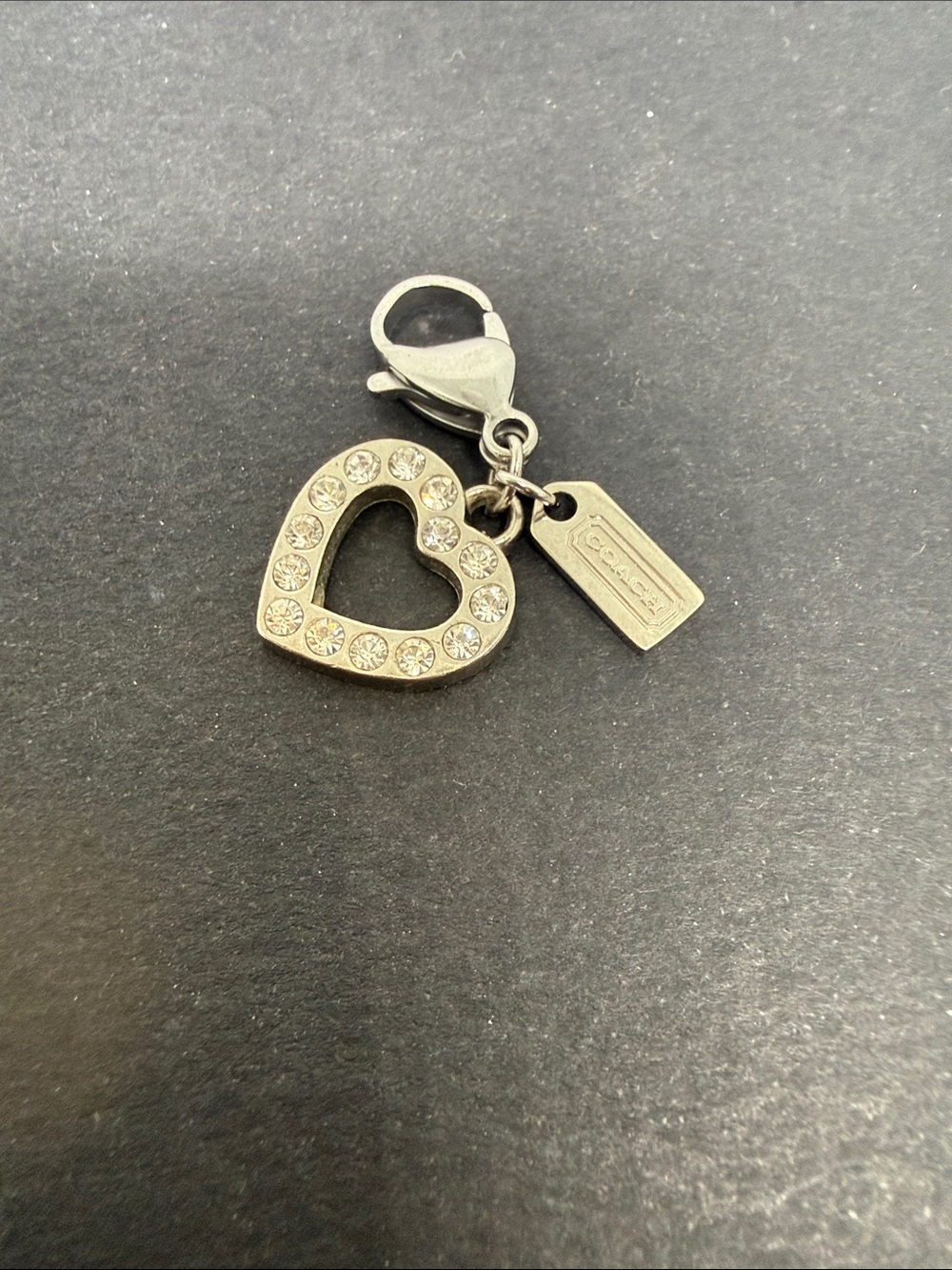 Coach Silver-Tone Crystal Heart Mini Charm